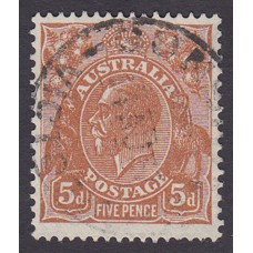 Australian  King George V  5d Brown   Wmk  C of A  Plate Variety 3R23